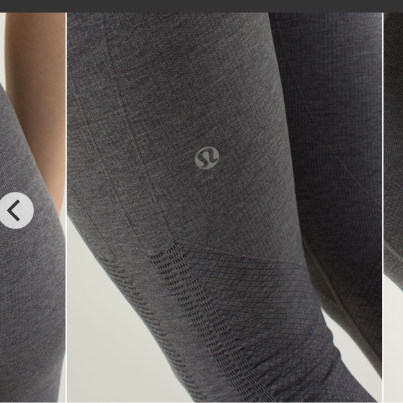 VINTAGE LULULEMON IN THE FLOW CROP LEGGINGS SEAMLESS DARK GRAY SIZE 2 - Picture 2 of 6